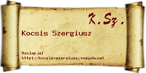 Kocsis Szergiusz névjegykártya